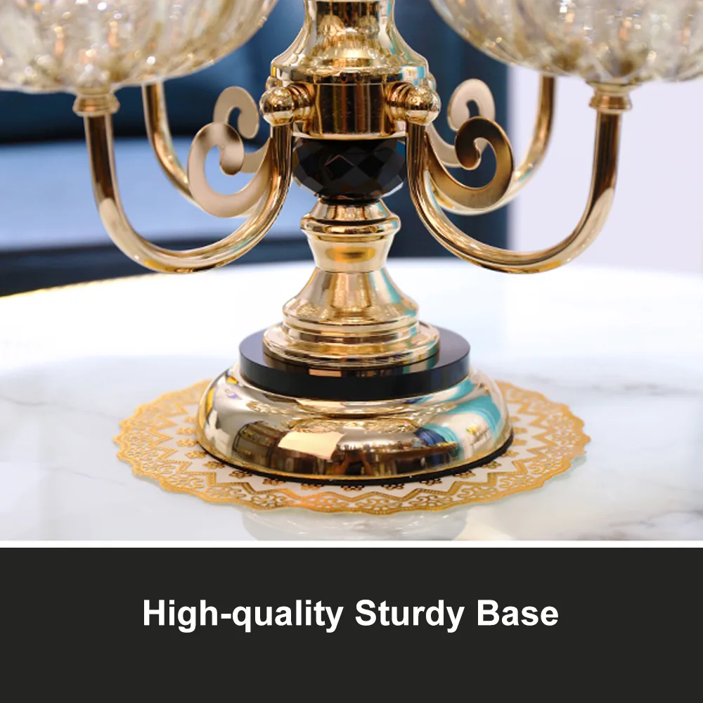 Rotating Glass Fruit Bowl – Multi-Tiered Storage with Gold Base — image 9