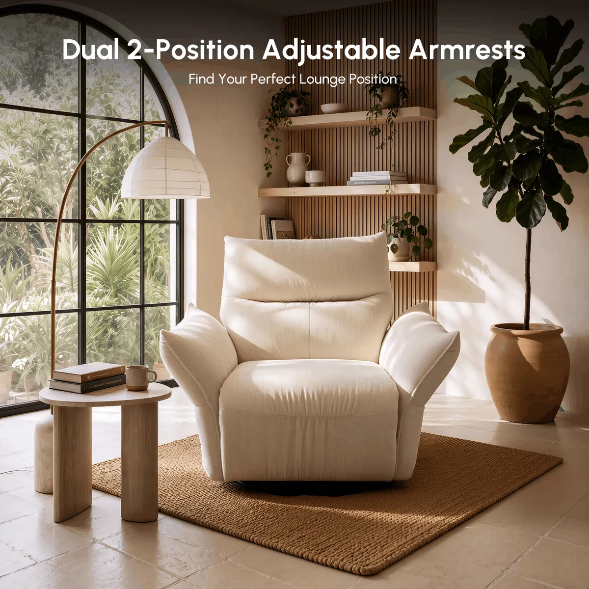 Electric Power Recliner Swivel Rocker Chair With Dual Motor&Performance Chenille — image 26