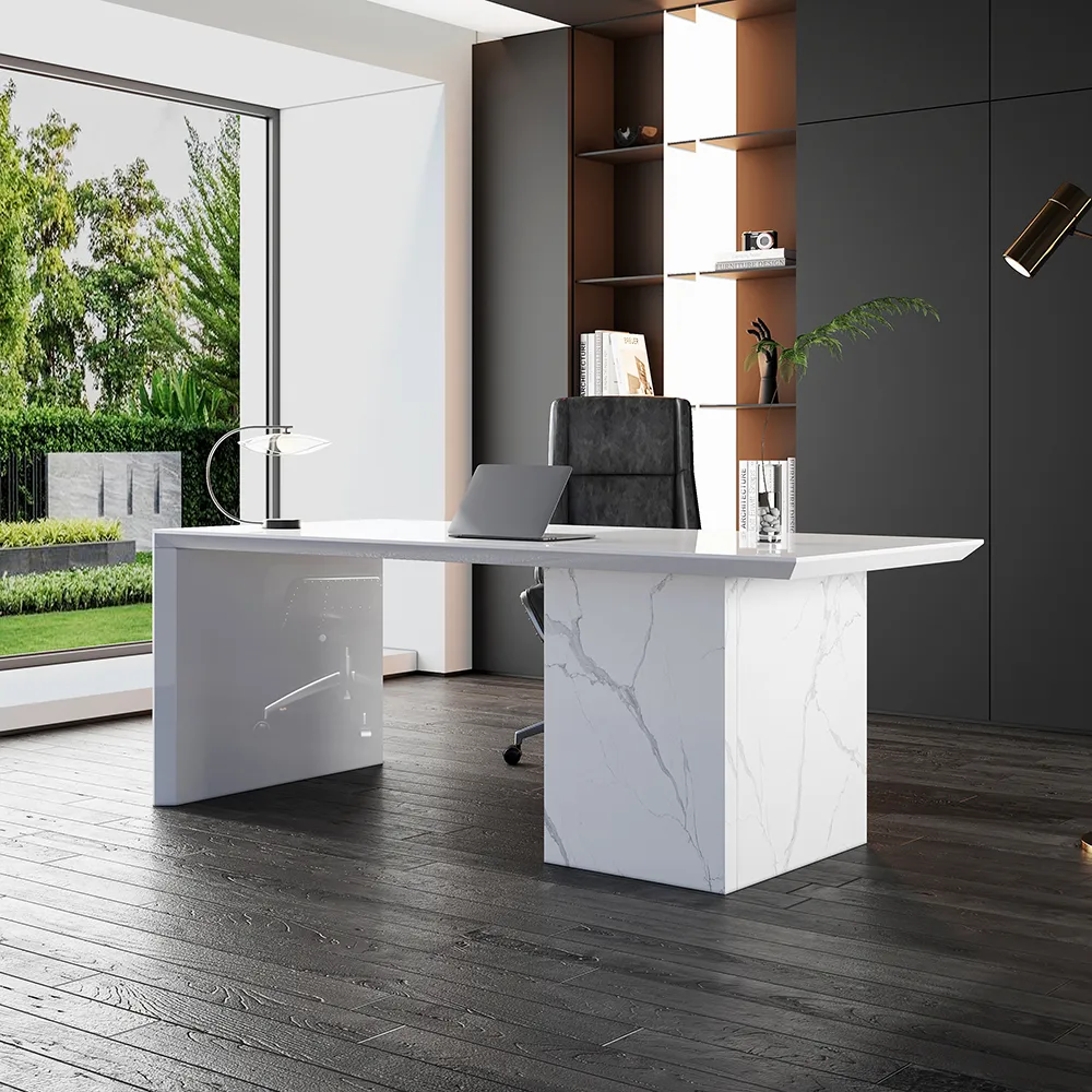 Modern White Wooden Home Office Desk with Movable File Cabinet Office Furniture (59.8") — image 4