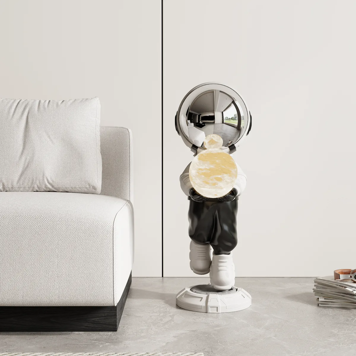 28.8" Astronaut Floor Sculpture Figurine Ornament Art Decor with Ball Lamp USB Charging — image 4