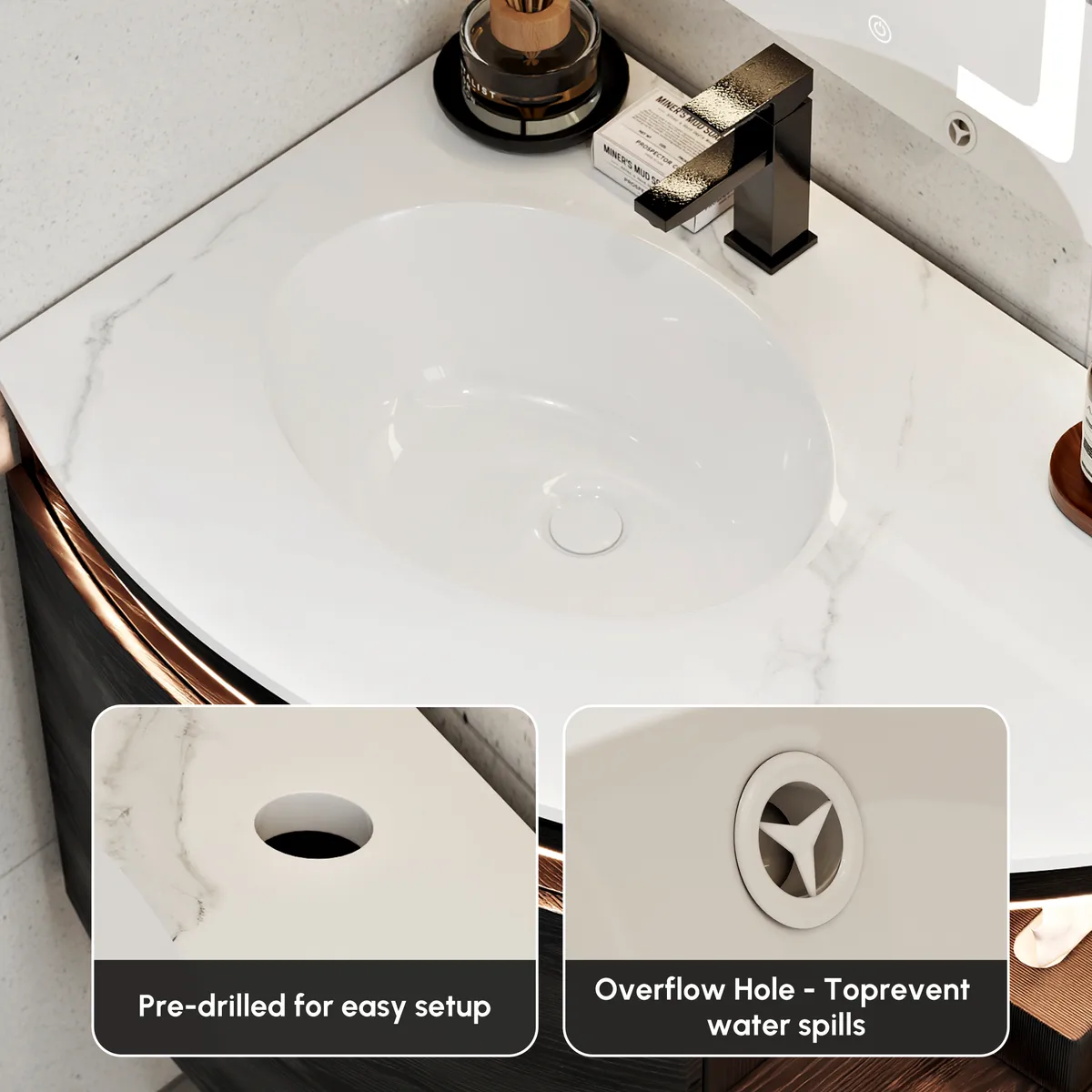 36" Corner Bathroom Vanity with Storage & LED Sensor Light — image 6