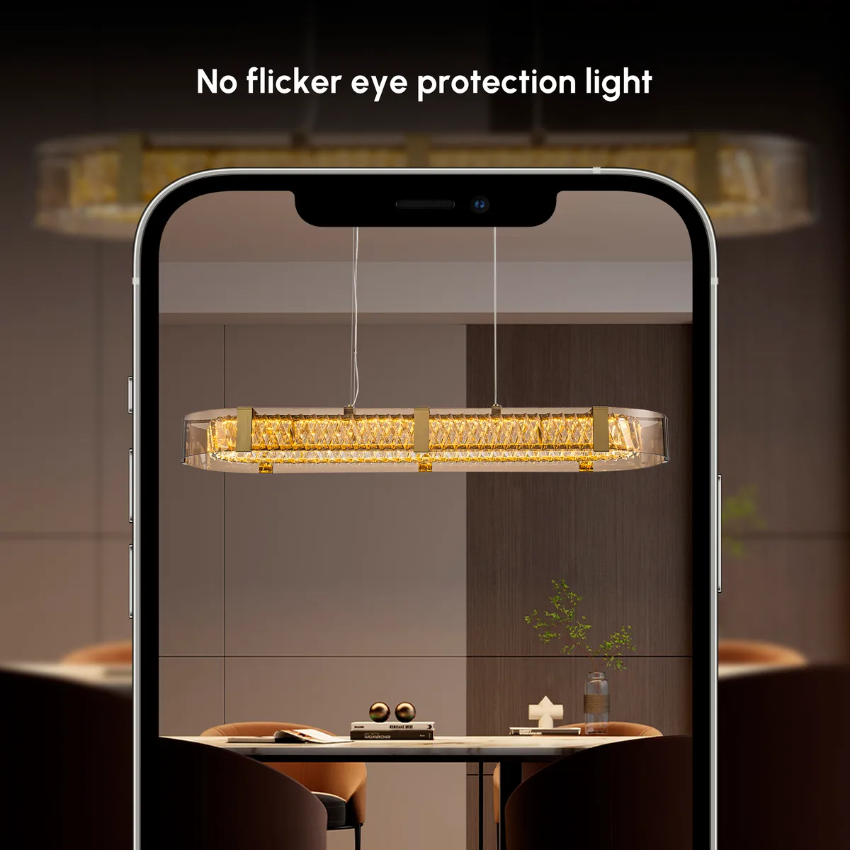 Linear Crystal Kitchen Island Light, Warm White Dimmable LED — image 5