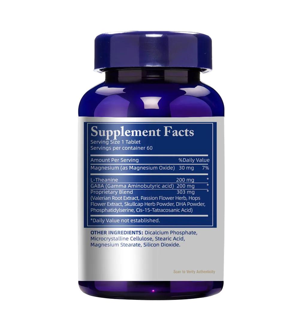 Theanine Complex (L-Theanine 200mg with GABA, Magnesium & Herbal Blend – Supports Relaxation, Calm Mood & Daily Wellness), USA, FDA, GMP, NPAC-60 Tablets — image 3