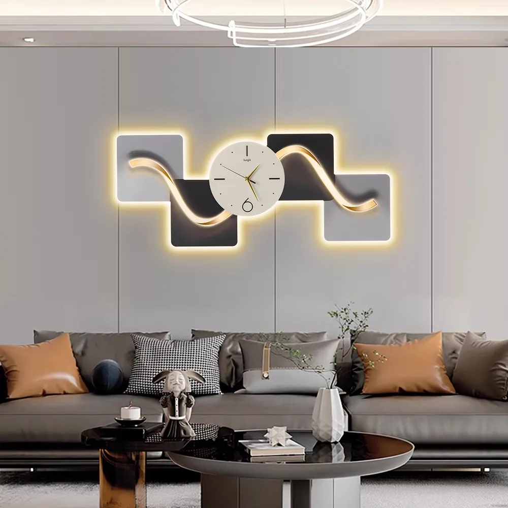 39.4" Large Silent Wall Clock Light Modern Abstract Geometric Decor Art Living Room — image 3