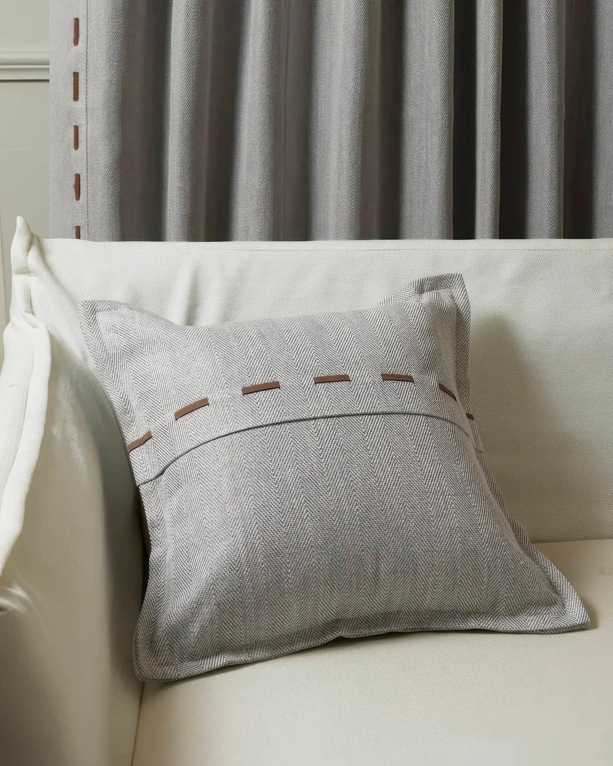Cleo Textured Faux Leather Laced Throw Pillowcase — image 6