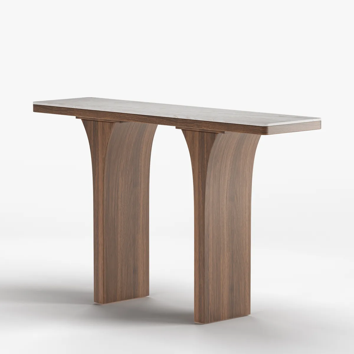 Travertine Veneer Top Console Table Entryway Furniture in Walnut (55" Wide) — image 8