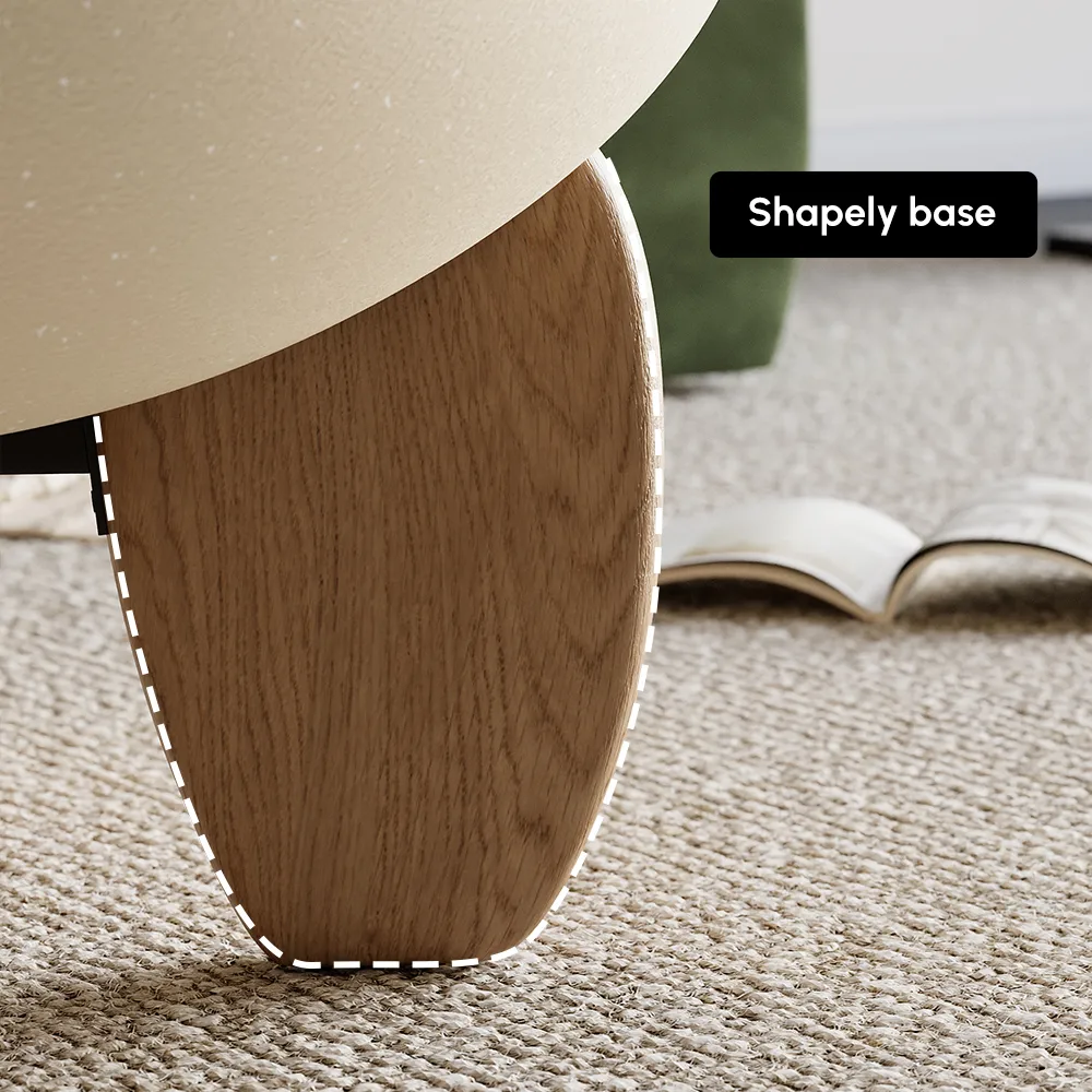 Curva Round Concrete Walnut Coffee Table with Wood Legs — image 29