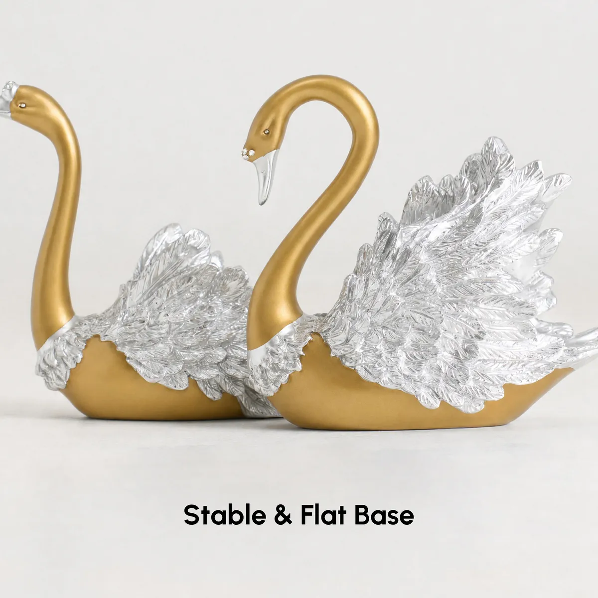 2-Piece Resin Swan Figurines, Black & Gold Decorative Storage Set — image 18