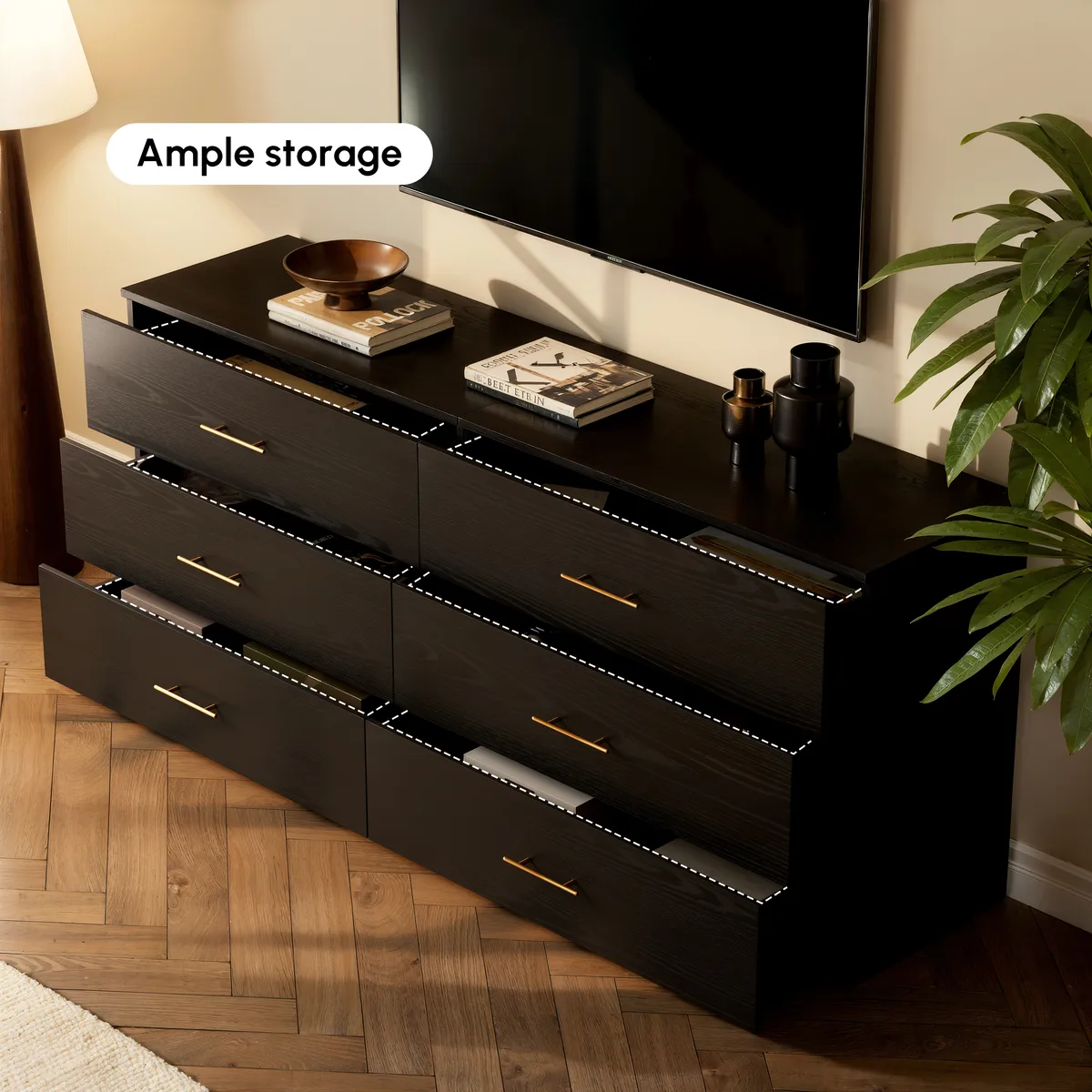 Arune 63" TV Stand with 6 Drawers Storage Chests — image 17