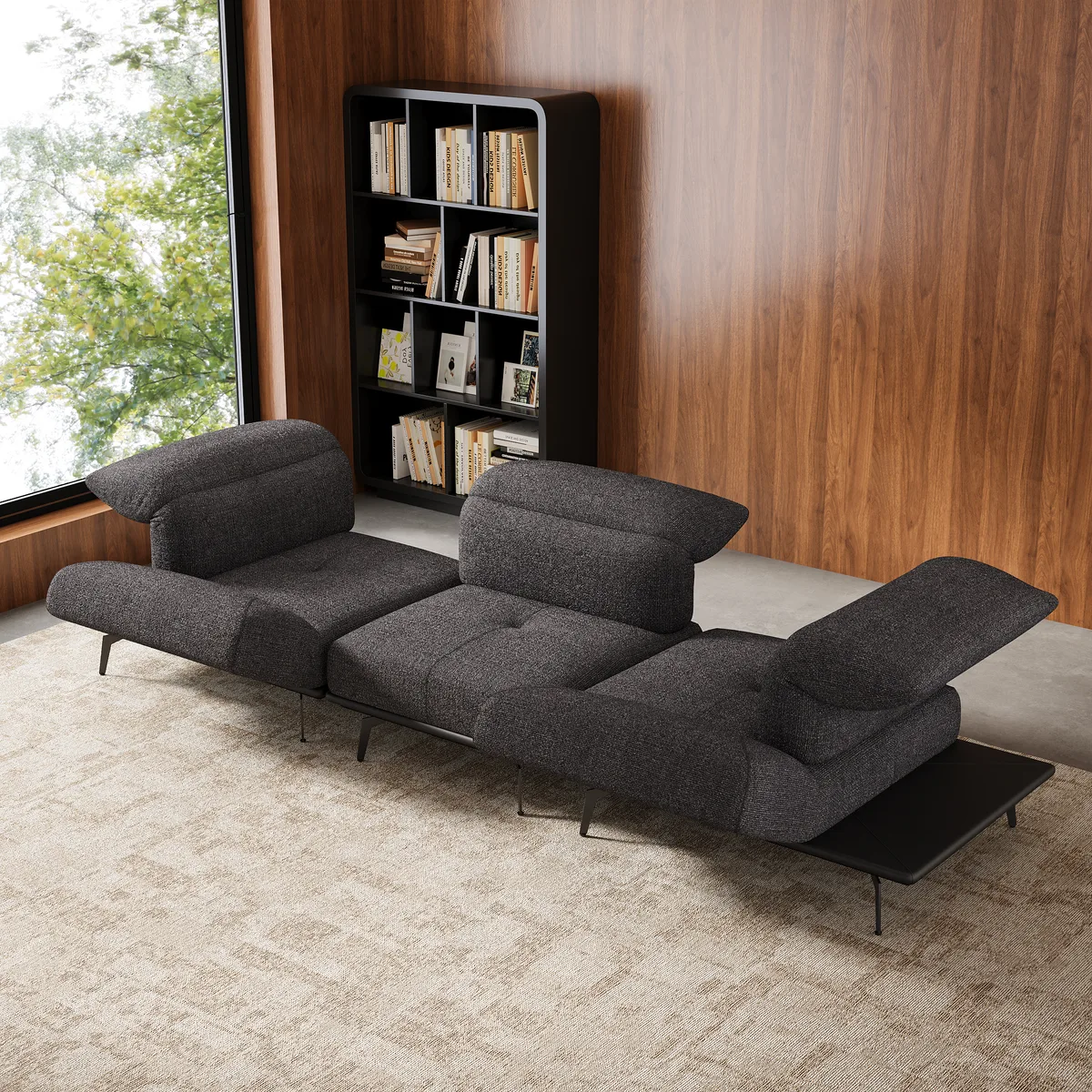 2-Piece Yarn-Dyed Fabric and Faux Leather Reclining Sectional Sofa — image 4