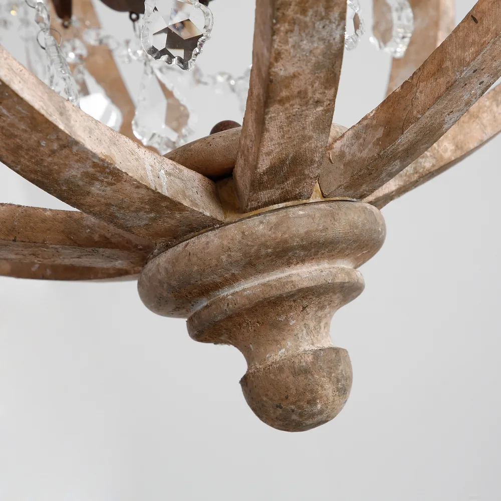 Rustic 5-Light Globe Chandelier Weathered Wooden Ceiling Light — image 7