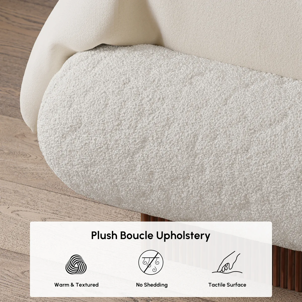 Modern Boucle Upholstered Bed with Charging Station & Fluted Base — image 7