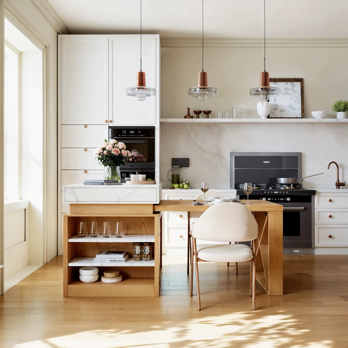 73"-93" Extendable White&Black Kitchen Island with Storage Kitchen Cabinet — image 23