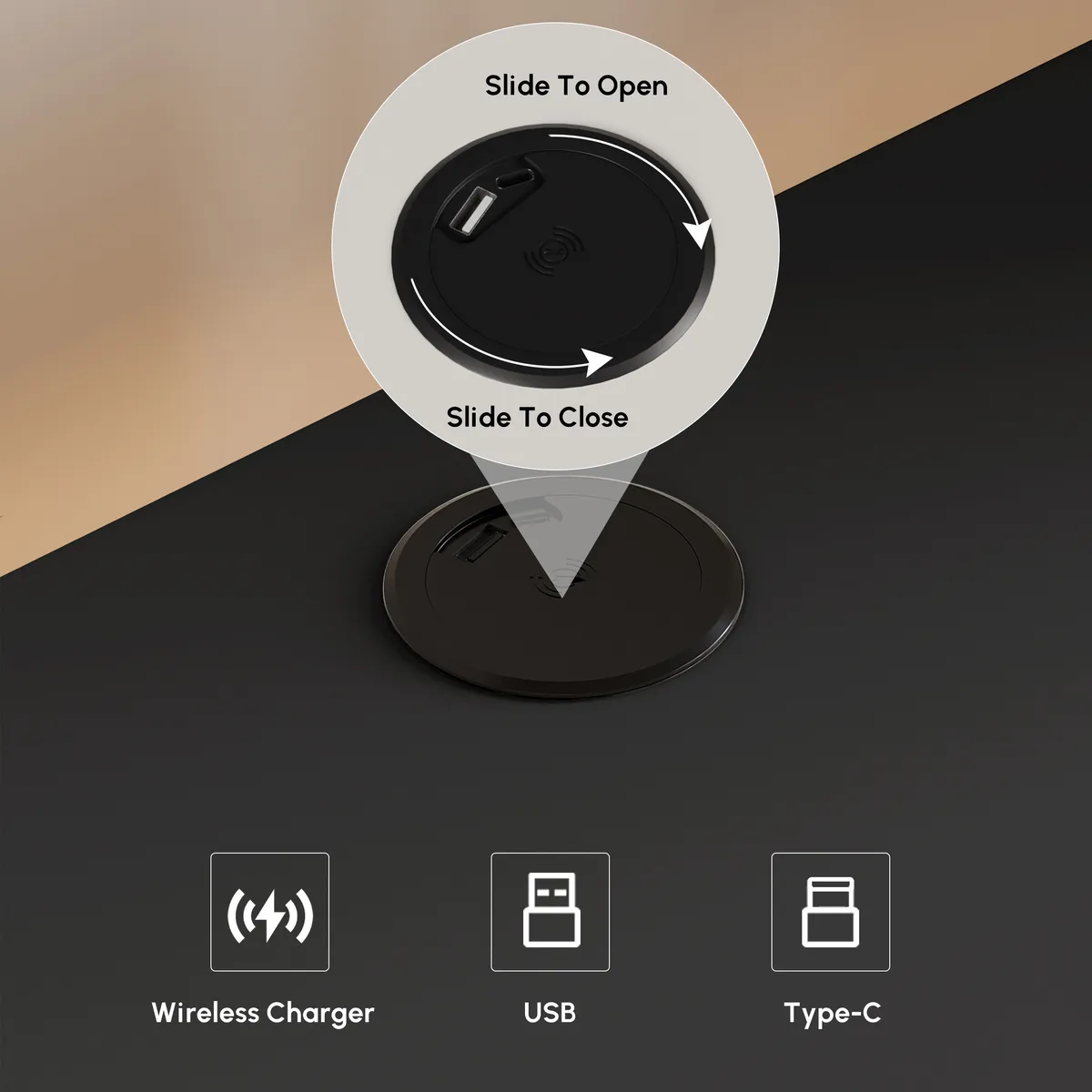 Modern Smart Nightstand with Light 2 Drawer Bedside Table with Charging Station — image 9