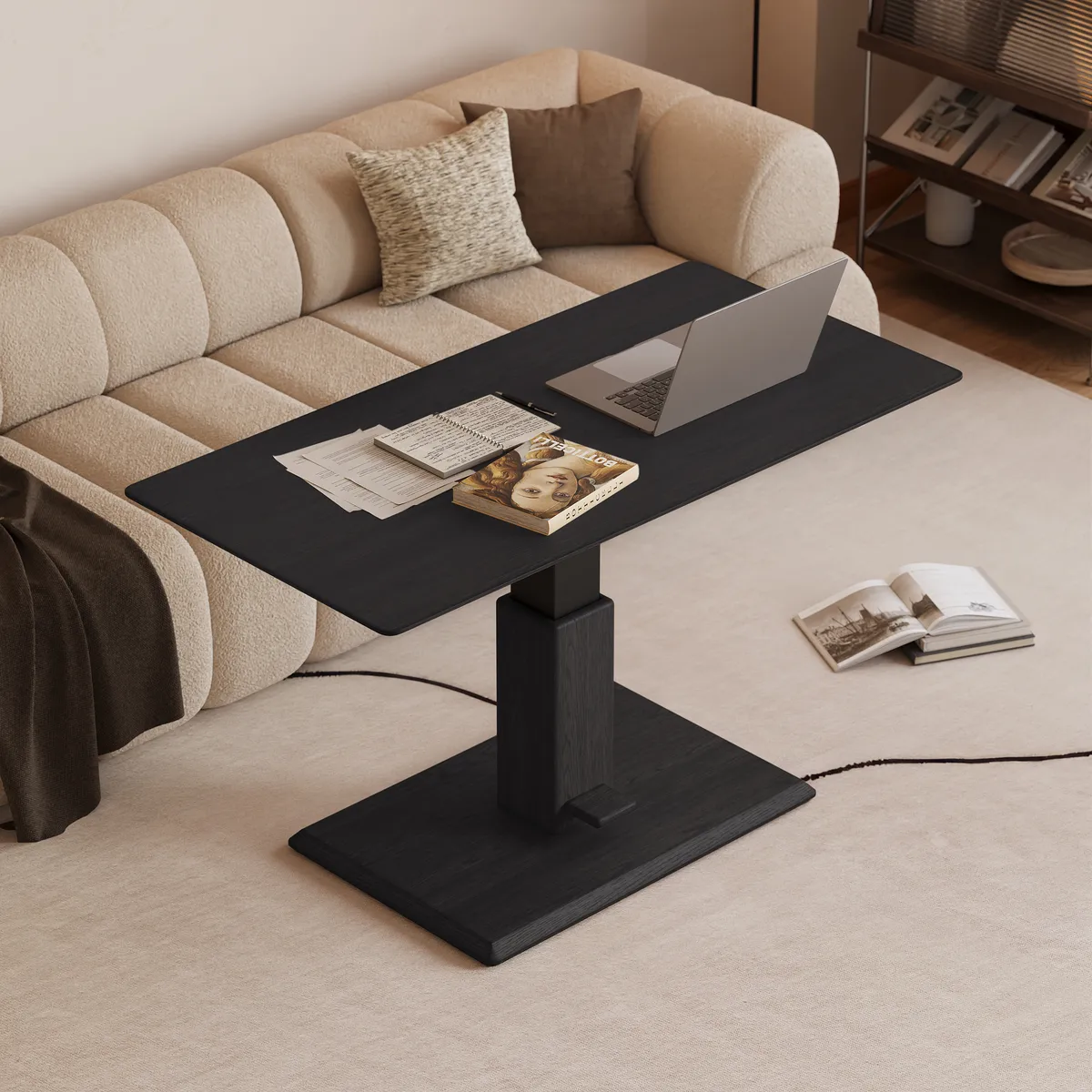47" Black Lift-Top Height-Adjustable Coffee Table — image 4