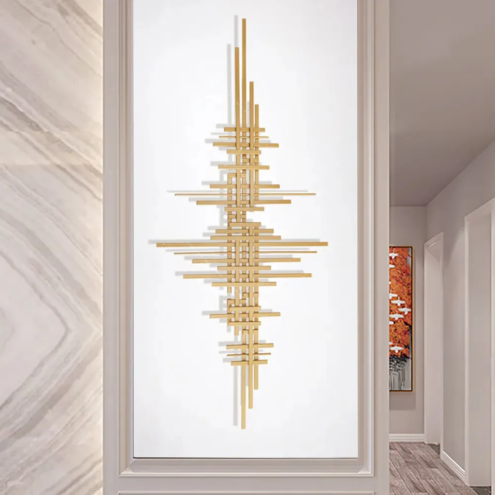 47.2" x 19.7" Geometric Modern Gold Lines Metal Wall Decor Hanging Accent Living Room — image 3