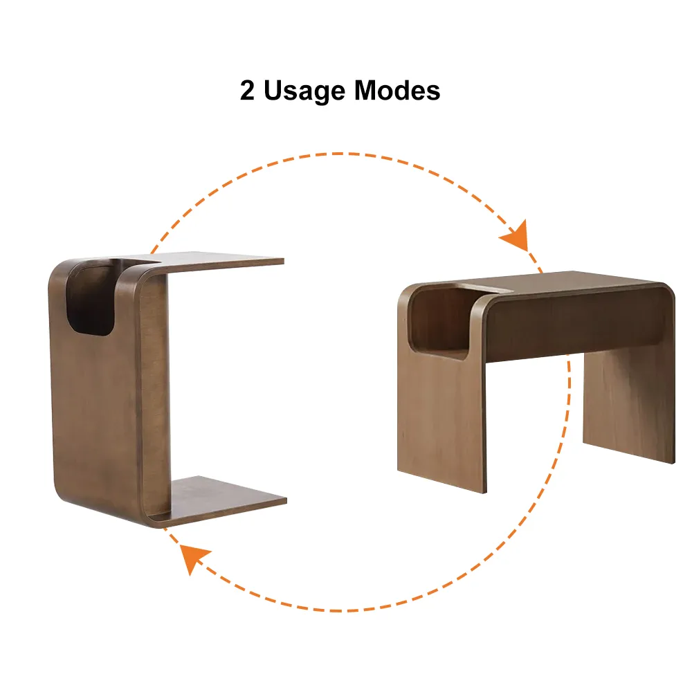 Oak Wood C-Style End Table — image 7
