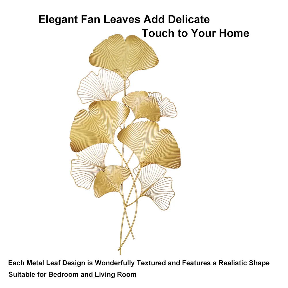 Modern Metal Ginkgo Leaves Wall Decor Home Hanging Art — image 6
