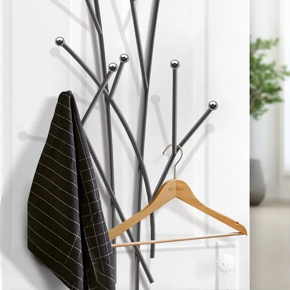 11 Hooks Wall Mounted Coat Racks Iron Entryway Furniture Tree Branch Shape — image 6