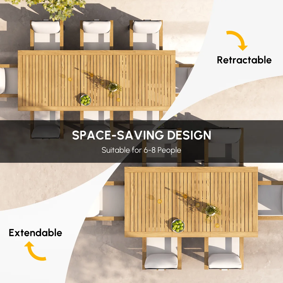 Tevara Outdoor Extendable Teak & Aluminum Dining Table — image 6