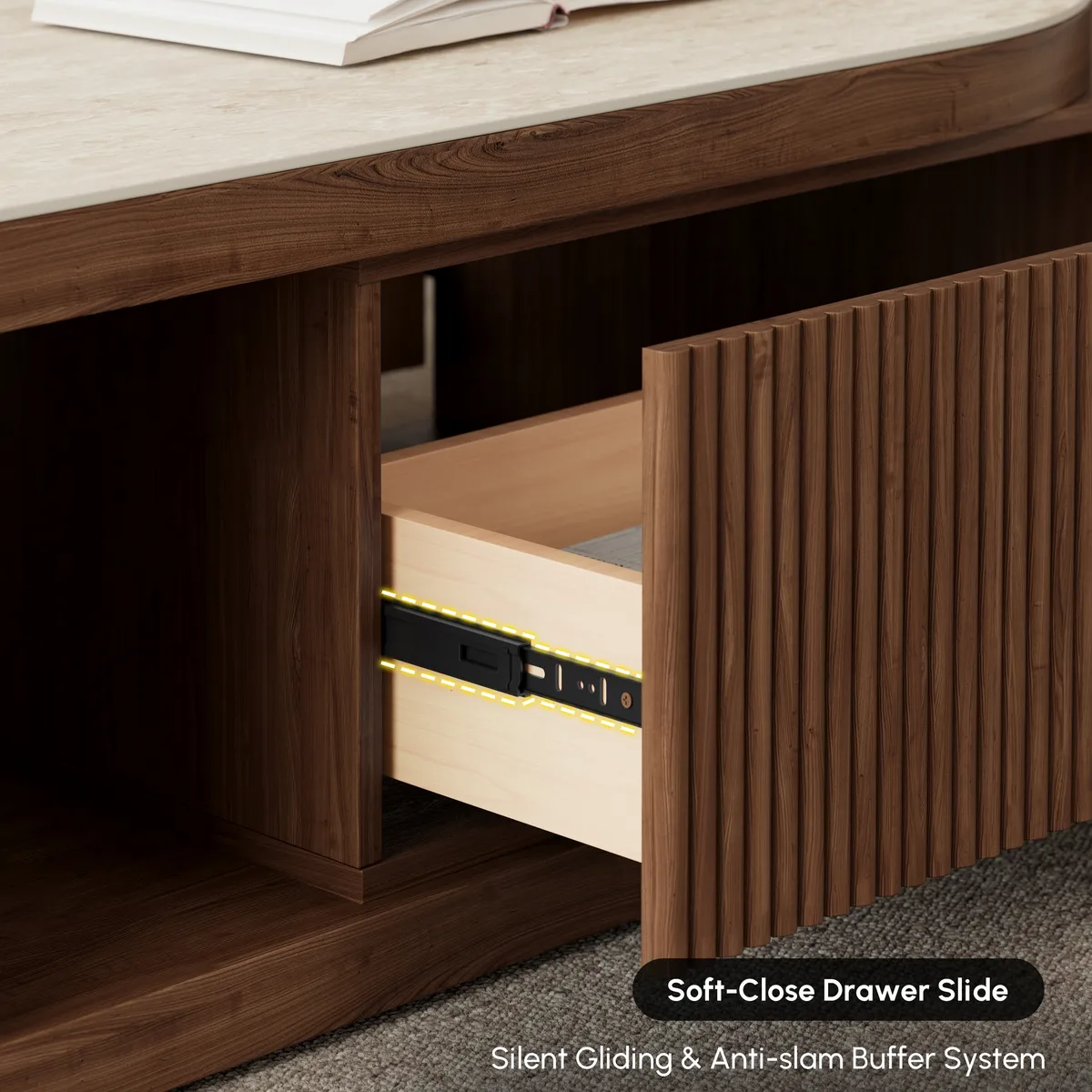 Velar 47"-67" Extendable Coffee Table with Sintered Stone Top and Storage — image 8