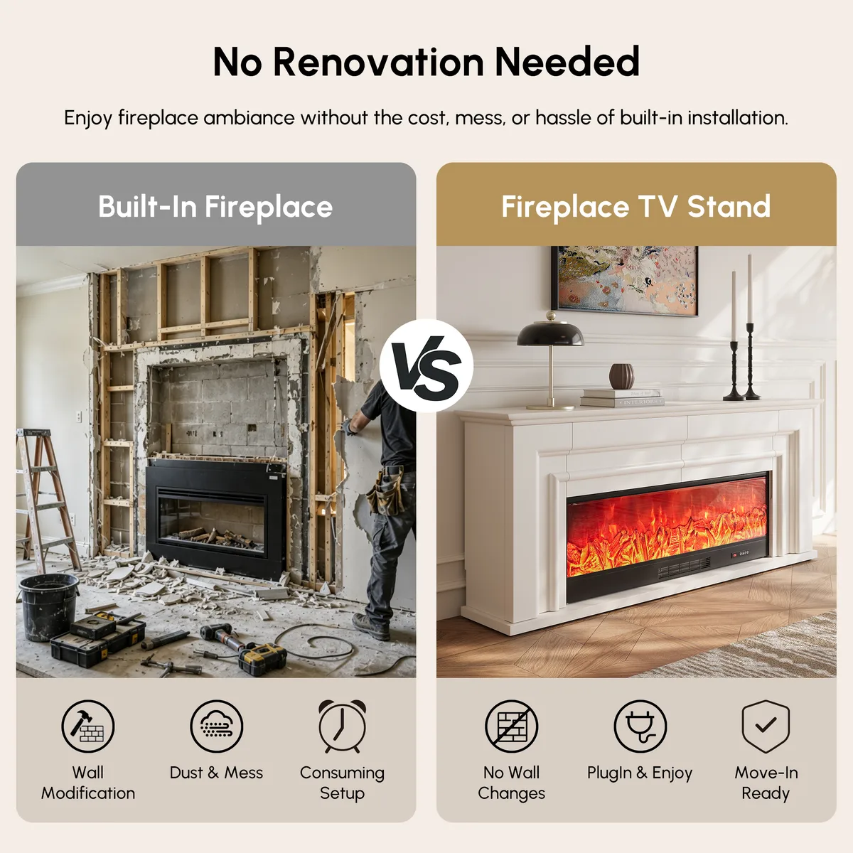 60" Electric Fireplace TV Stand with Remote Control — image 6