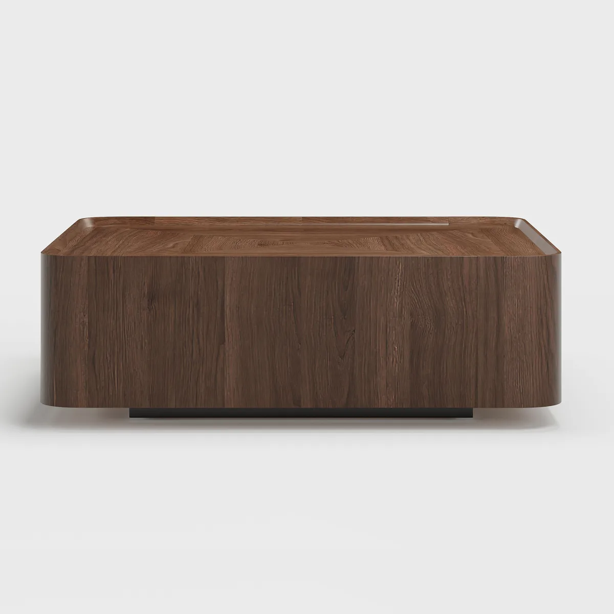 35" Walnut Square Coffee Table with Storage Mid-Century Modern Block Living Room Table — image 6