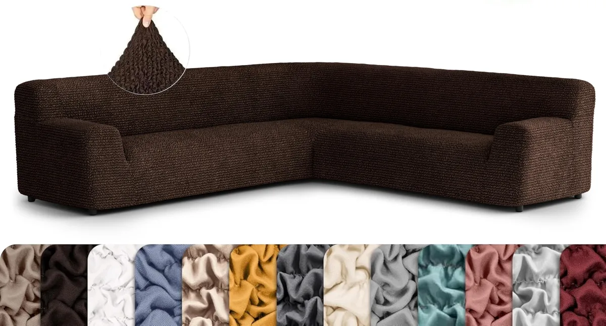 Oversized Corner Sectional Couch Cover - 1-Piece Furniture Protector - Form Fit, Machine Washable -MicrofibraCollection — image 9
