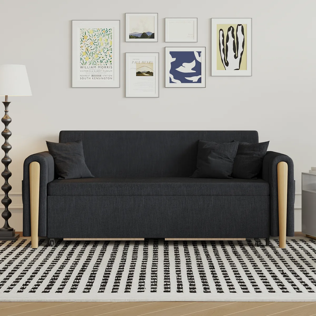 Black Upholstered King Size Daybed with Trundle — image 3