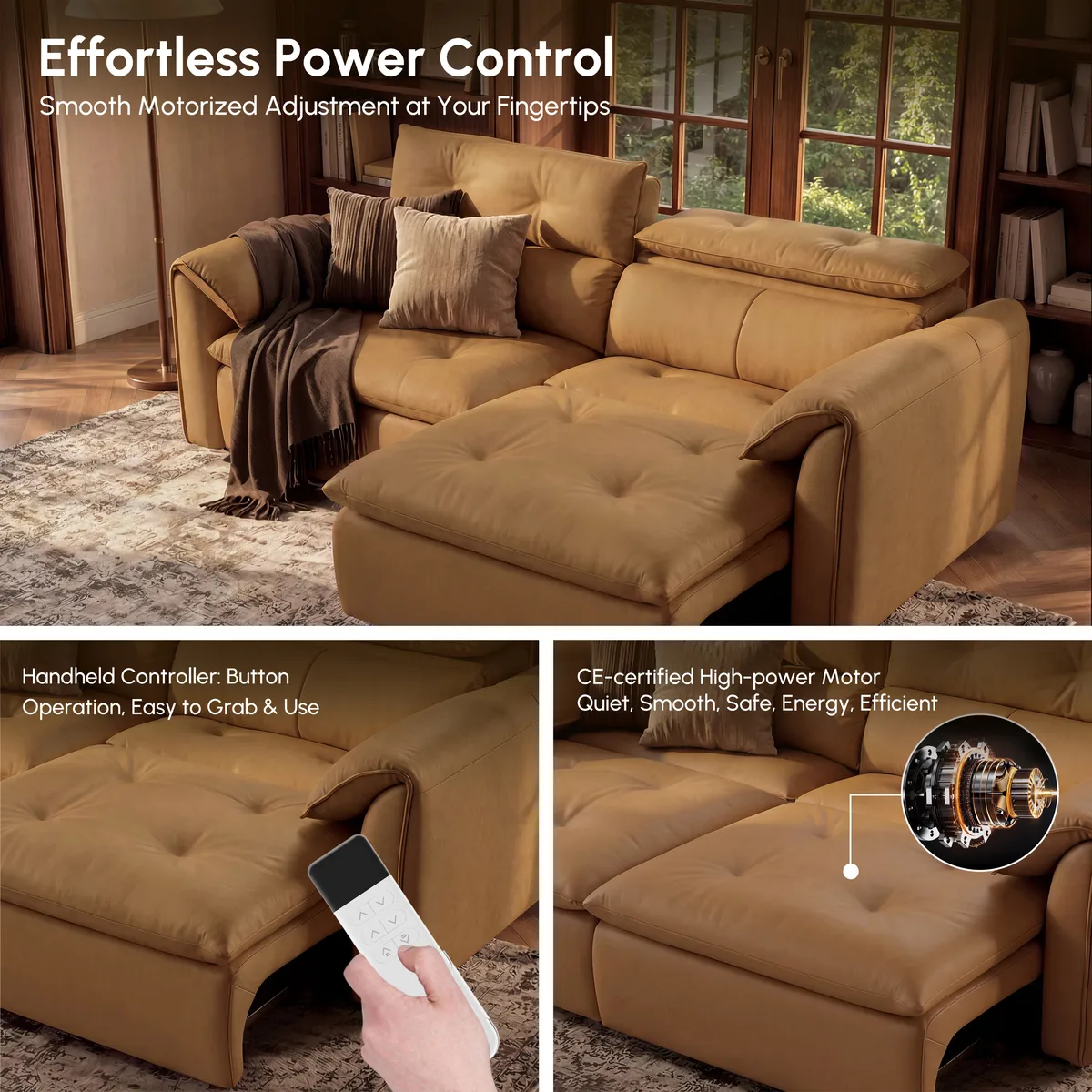 87" 2-Seater Genuine Leather Power Convertible Sleeper Sofa — image 28