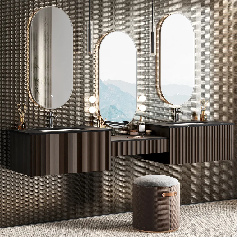 85" Modern Floating Bathroom Vanity Set with Double Sinks & Makeup Table — image 5