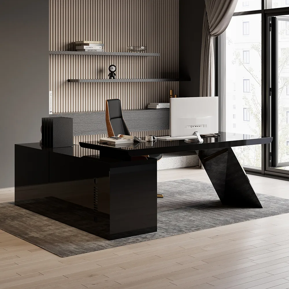 Modern 71" L-Shaped Whitewash Executive Desk with Storage, Left Hand — image 12