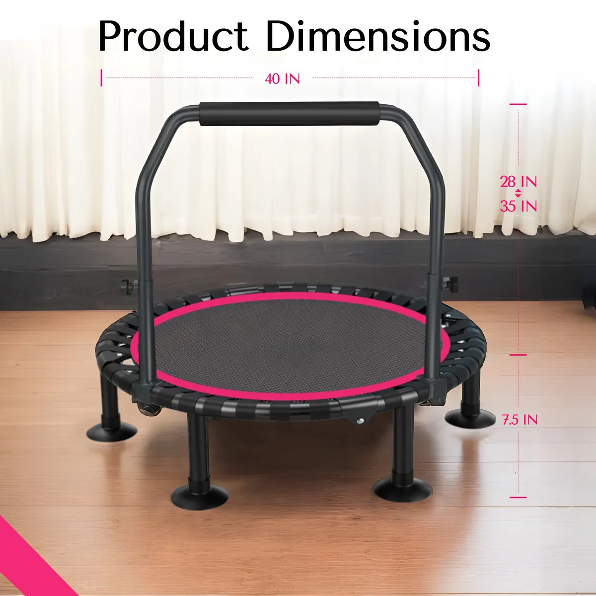 40" Foldable Mini Trampoline Max Load 330lbs — image 4