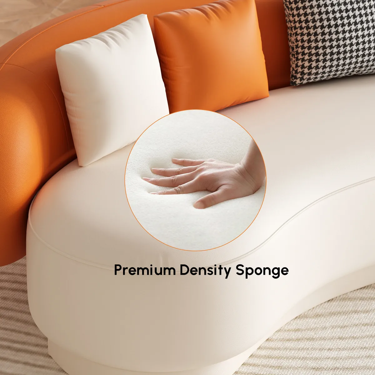 Modern Leather Upholstered Sofa 3-Seater Sofa — image 10