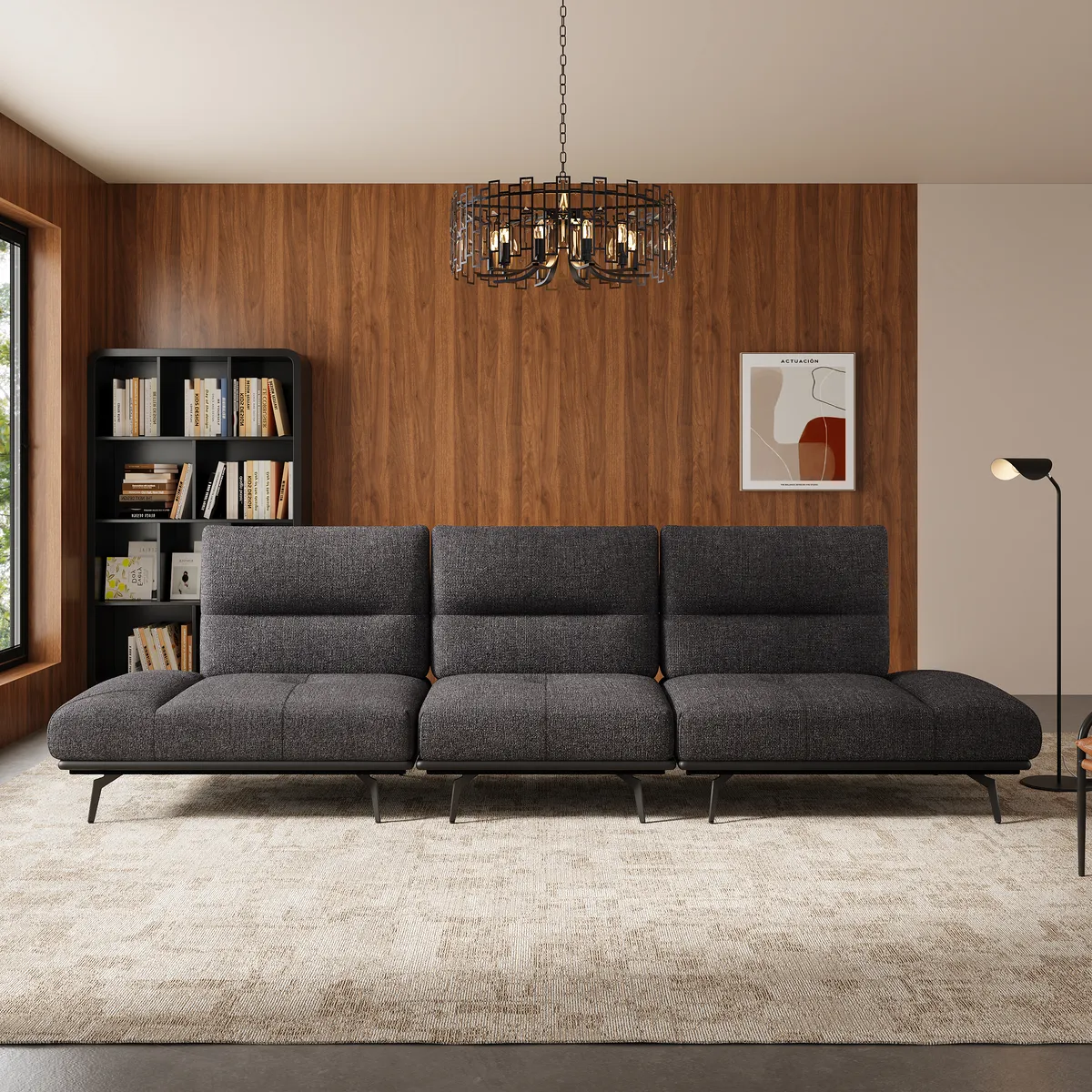 2-Piece Yarn-Dyed Fabric and Faux Leather Reclining Sectional Sofa — image 5