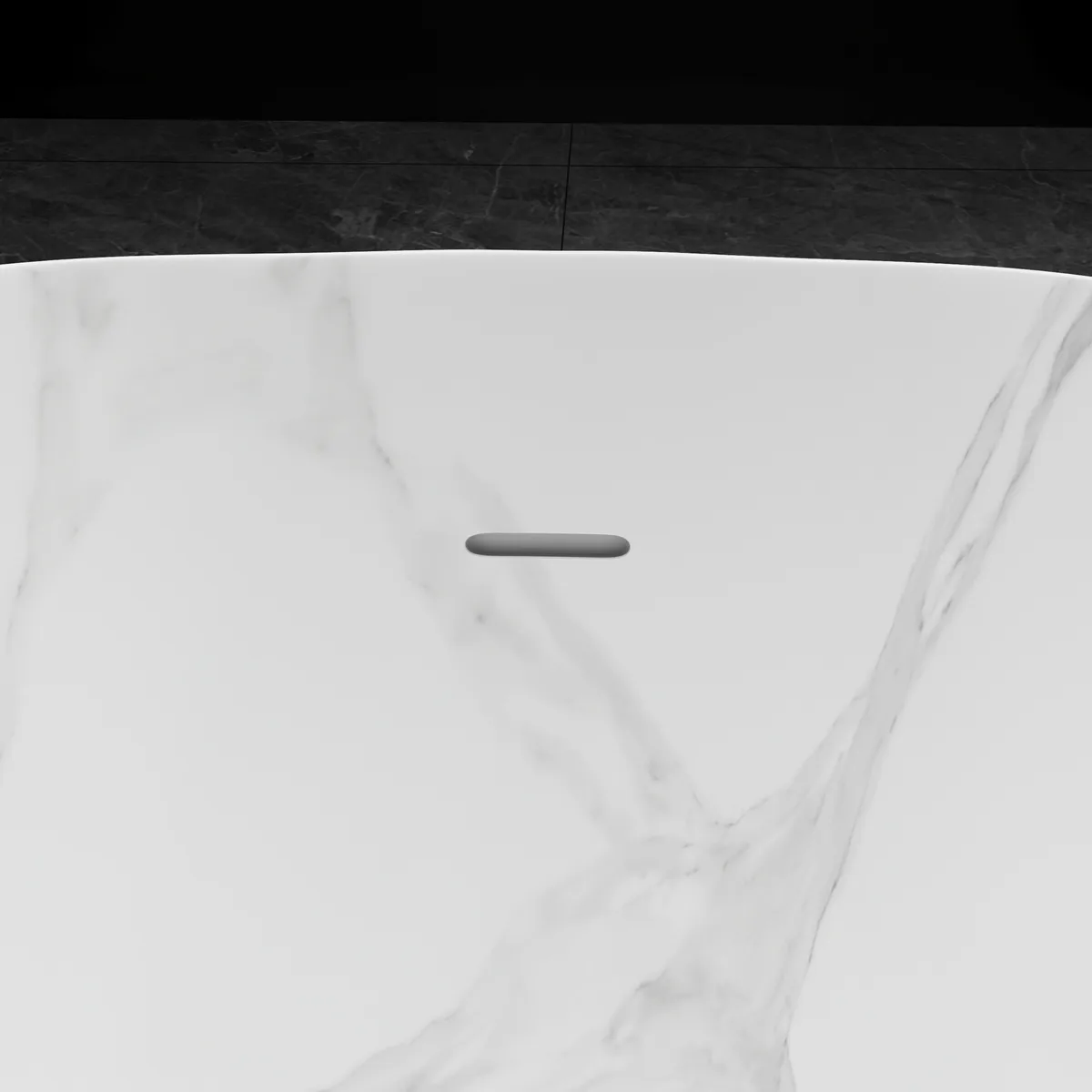 47" Japanese Irregular Freestanding Stone Resin Soaking Bathtub, Marble Look — image 20
