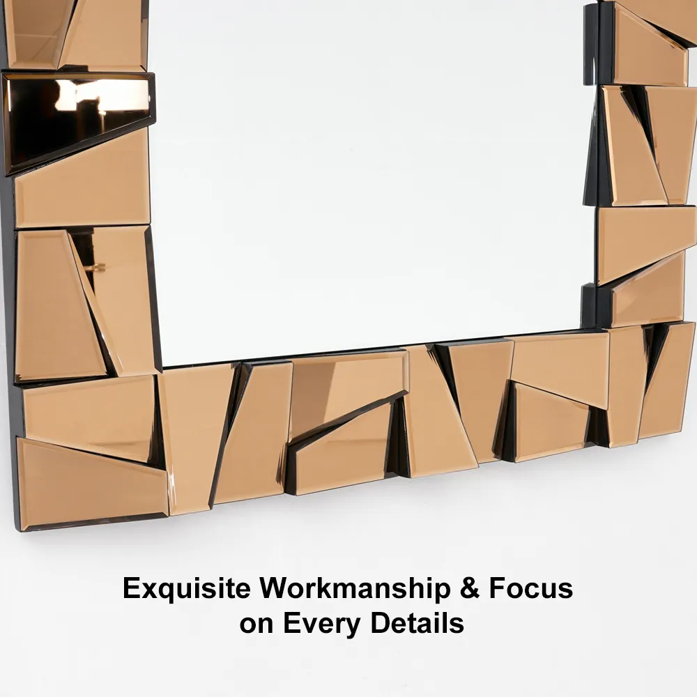31.5" x 63" Oversized Rectangle Full Length Floor Mirror 3D Silver Glass Frame — image 8