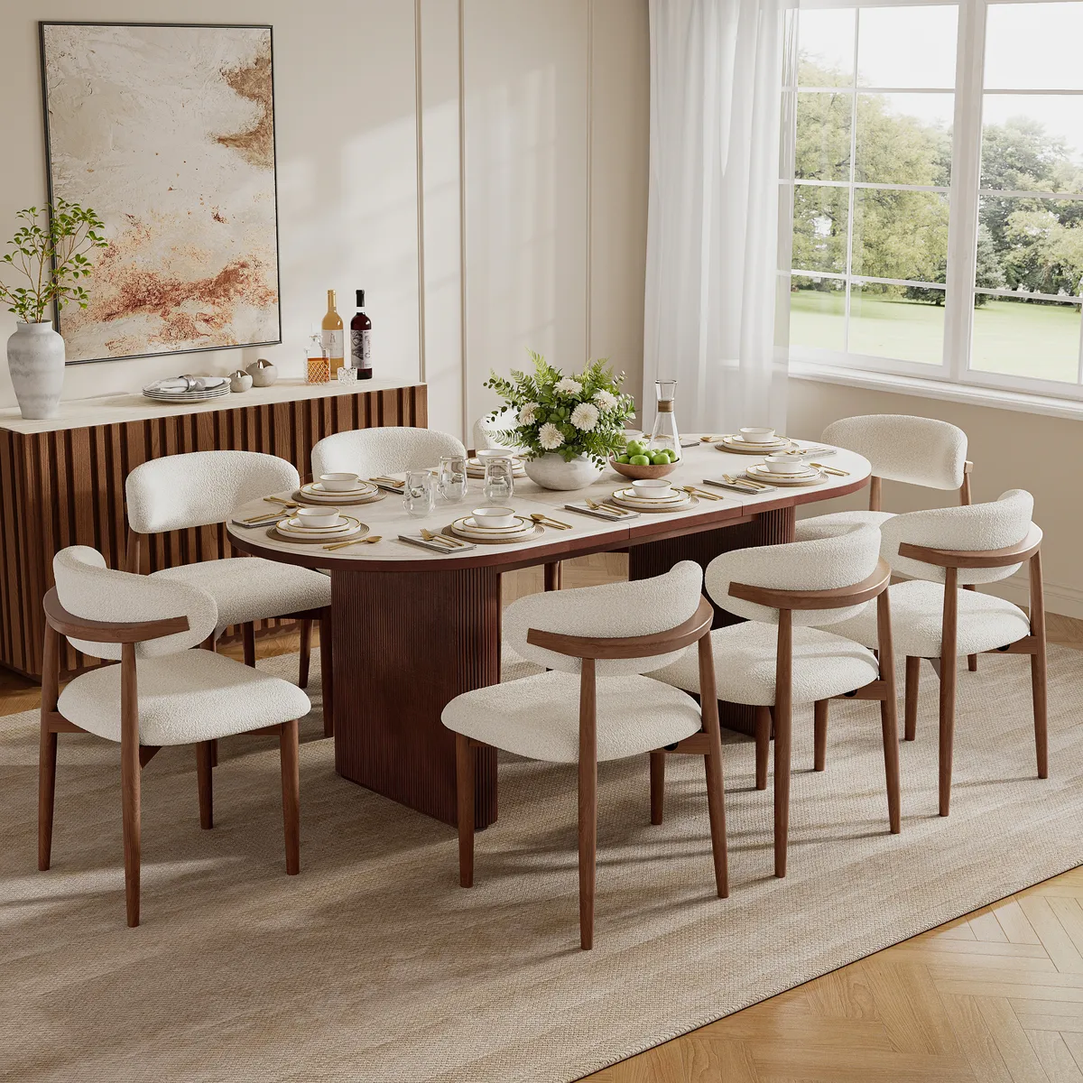 Dining Set 79"-95" Extendable Walnut Table — image 12