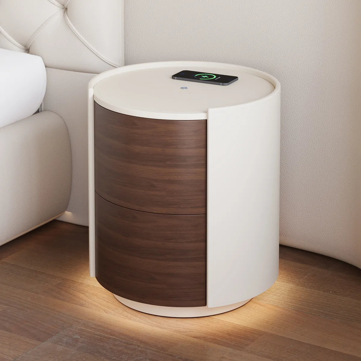 Saddle Leather 2-Drawer Nightstand with Charging Station — image 5
