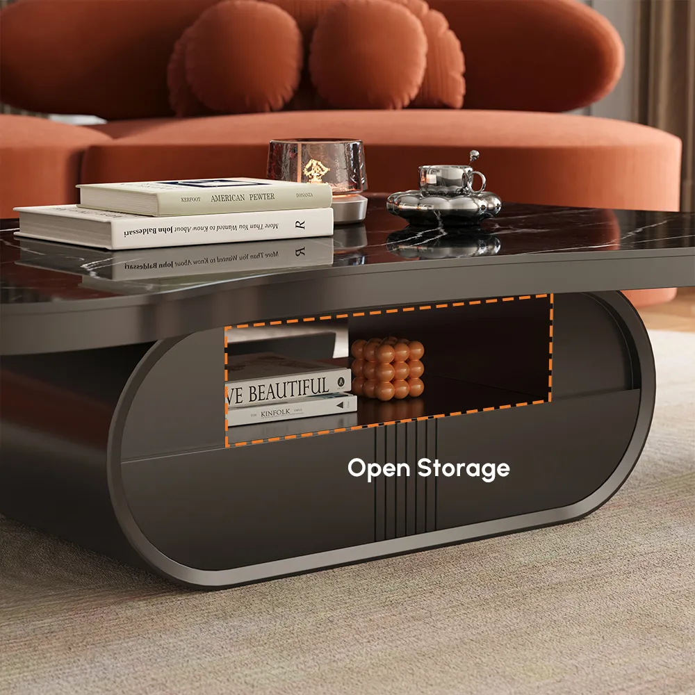 Cloud Coffee Table Wood Irregular Sintered Stone Top — image 10