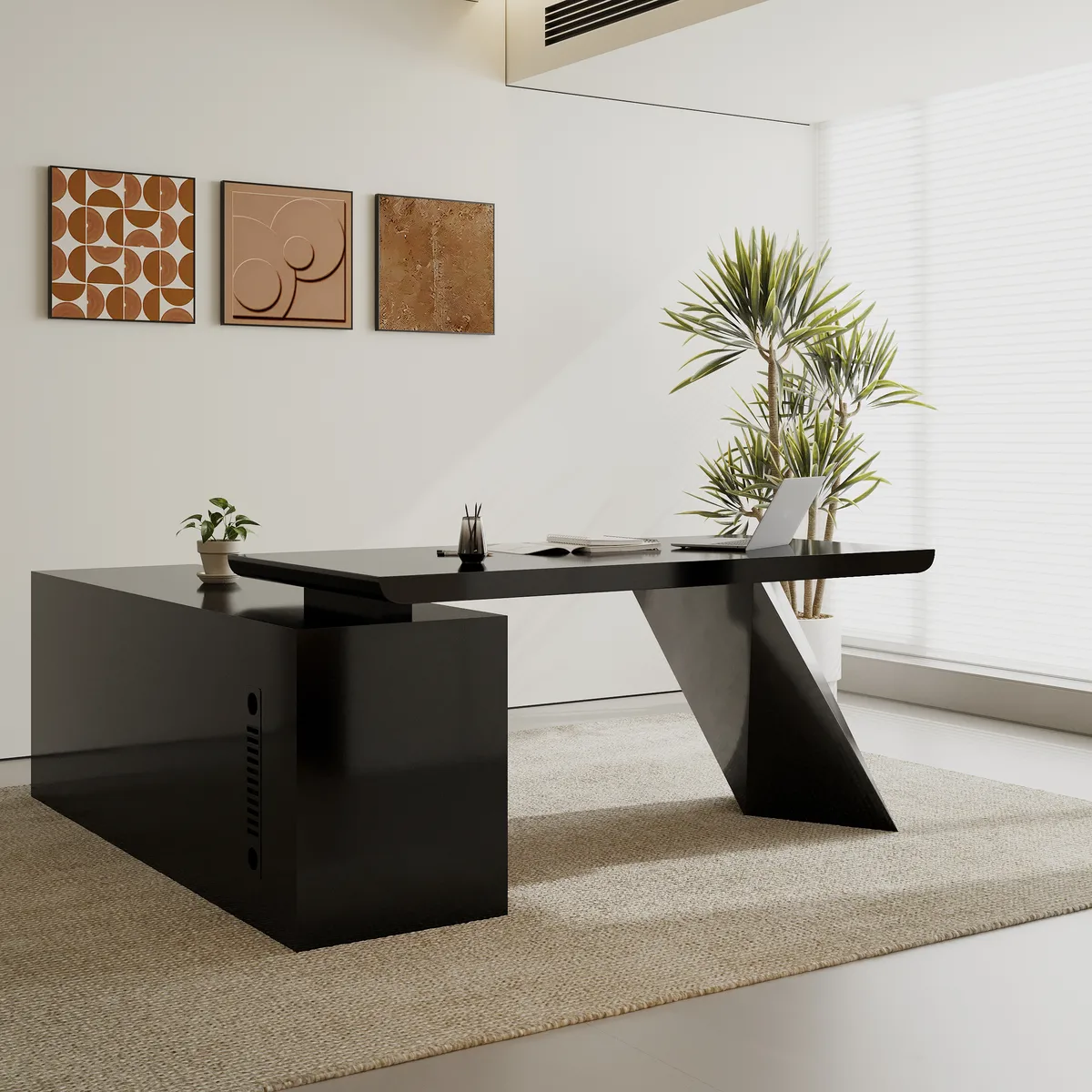 Modern White L-Shape Executive Left Hand Desk & Office Chair Set (70.9'') — image 27