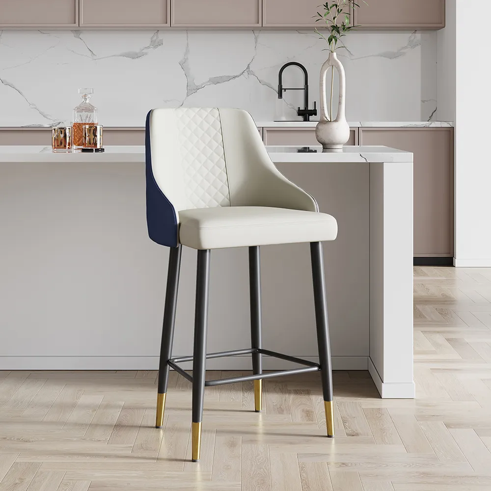 Diamic Black Faux Leather Counter Stool with Upholstered — image 2