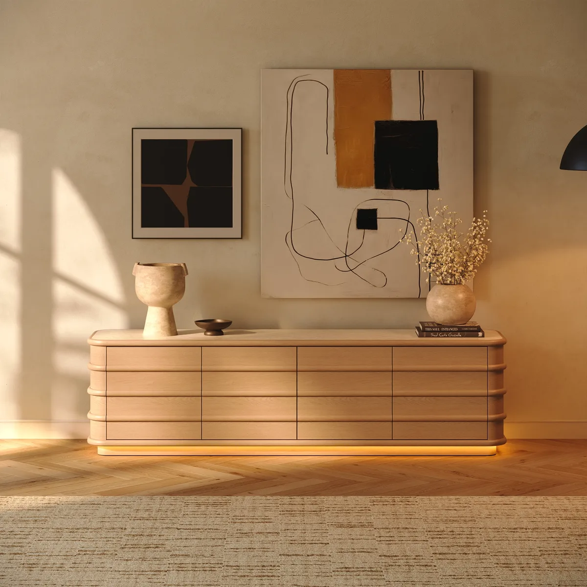 80" Ash Wood TV Stand with Sintered Stone Top — image 13
