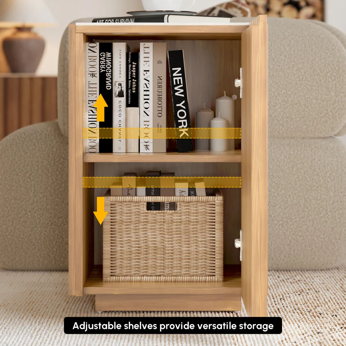 Aura Ash Wood Fluted Side Table with Sintered Stone Top — image 19