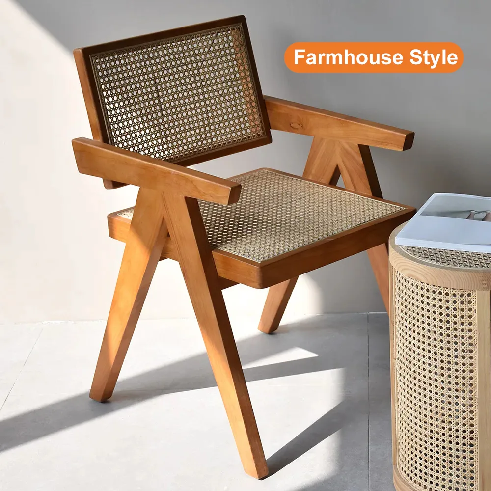 Archic Rattan Dining Chairs with Solid Wood Frame Japandi — image 3
