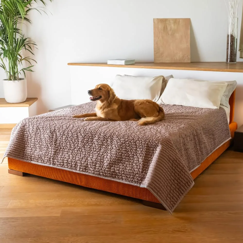 Waterproof Dog Bed Blankets Queen Size - Soft Noiseless Hypoallergenic Machine Washable Cover