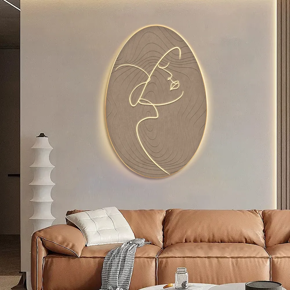 31" Illuminated Abstract Figure Wall Art with Warm LED Backlight, Textured Wall Decor — image 13