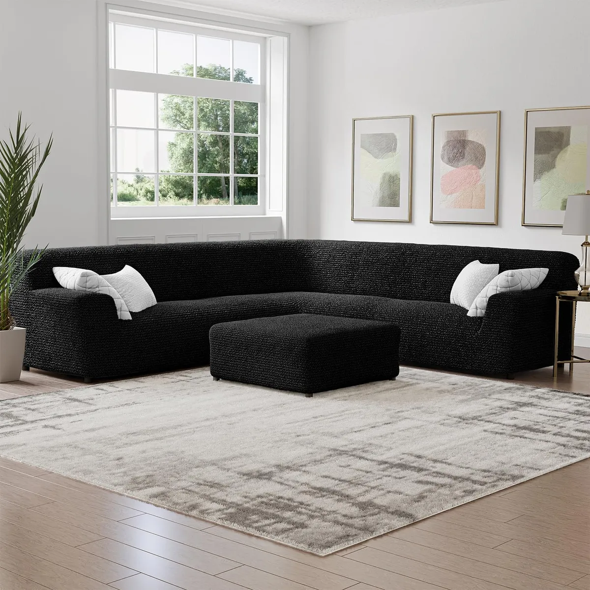 Oversized Corner Sectional Couch Cover - 1-Piece Furniture Protector - Form Fit, Machine Washable -MicrofibraCollection — image 6