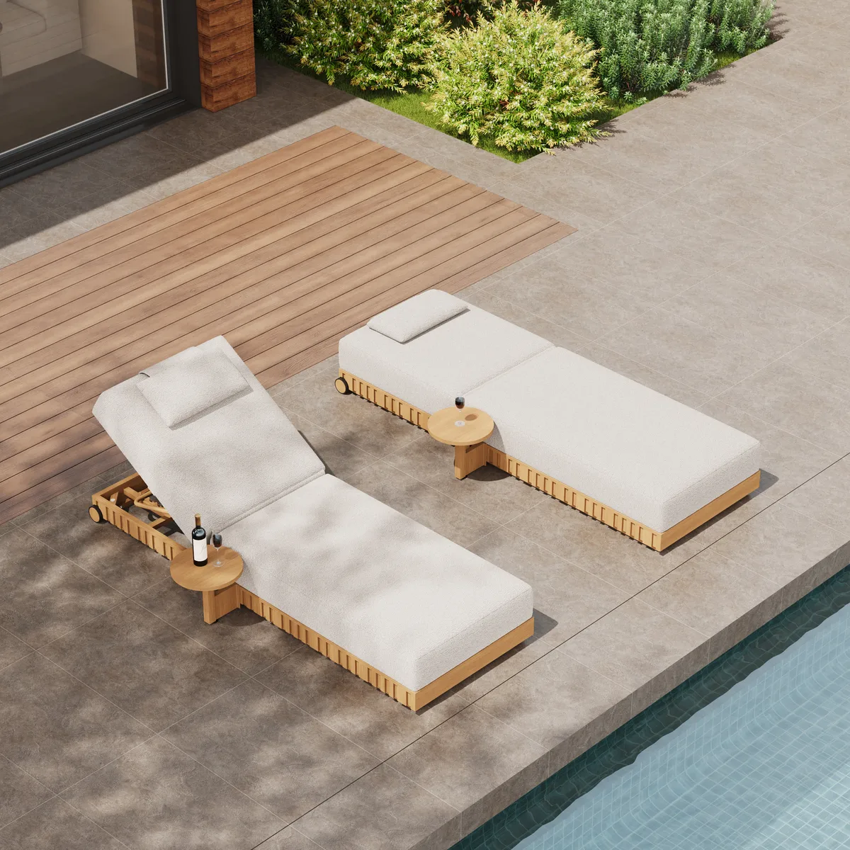 Flutera Outdoor Aluminum Adjustable Fluted Lounge Chaise in Warm — image 2