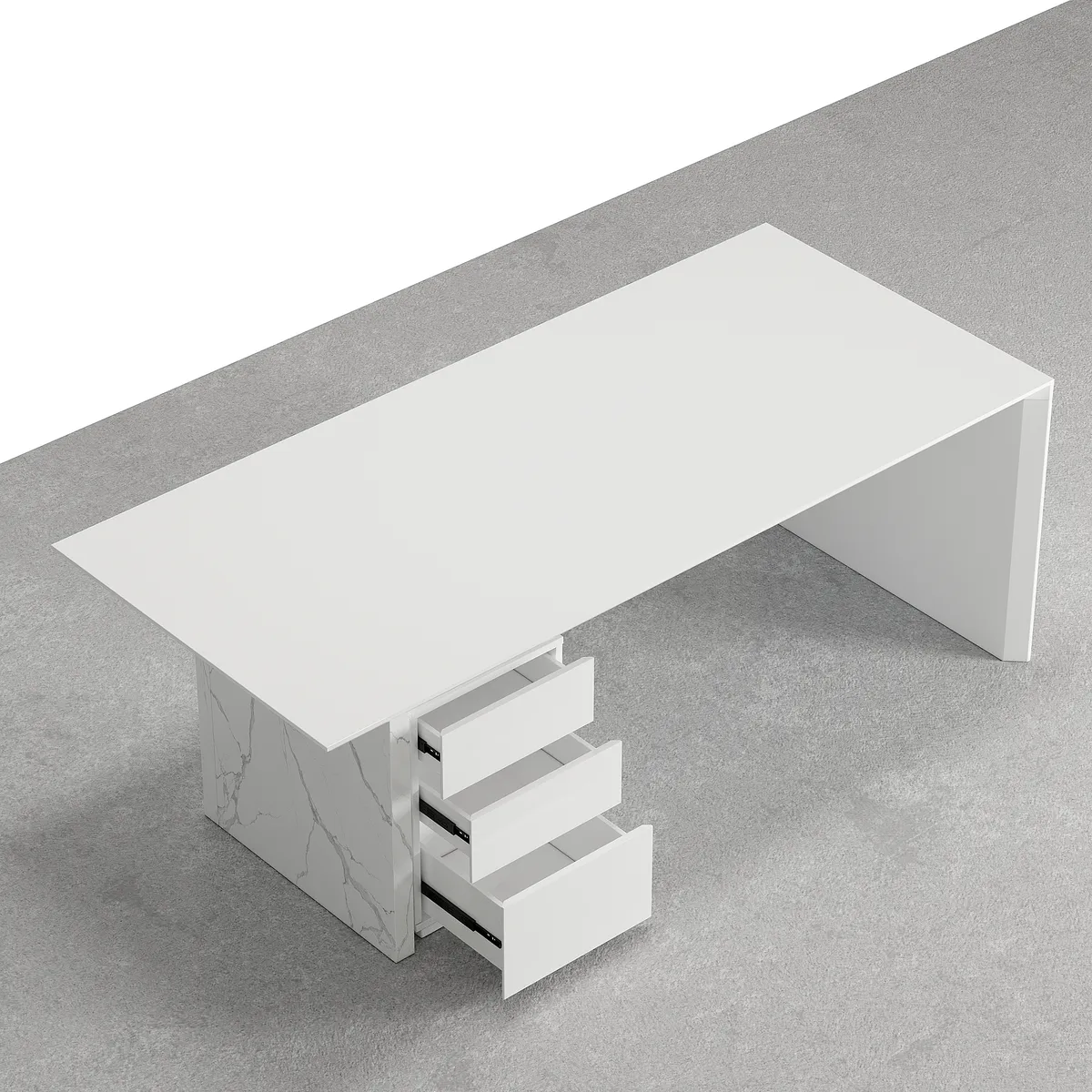 Modern White Wooden Home Office Desk with Movable File Cabinet Office Furniture (59.8") — image 9